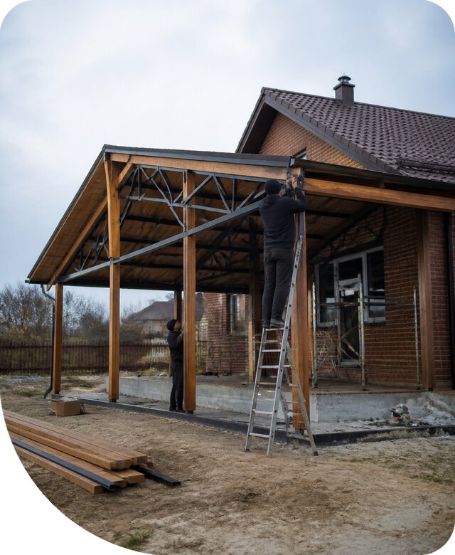 Пристройка навеса к дому и участку в Новодвинске под ключ